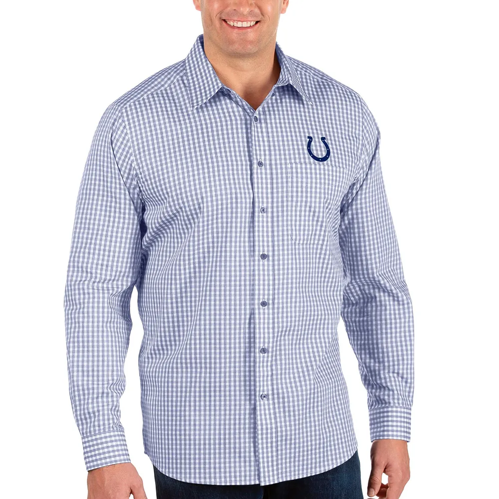 Mens ANTIGUA Short Sleeve Button Down Black Shirt NFL Indy Colts