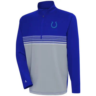 Women's Antigua White Indianapolis Colts Throwback Logo Tribute Half-Zip Pullover Top Size: Medium