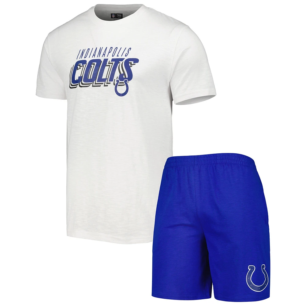 Ensemble de nuit pour homme Concepts Sport Royal/White Indianapolis Colts Downfield T-shirt et short