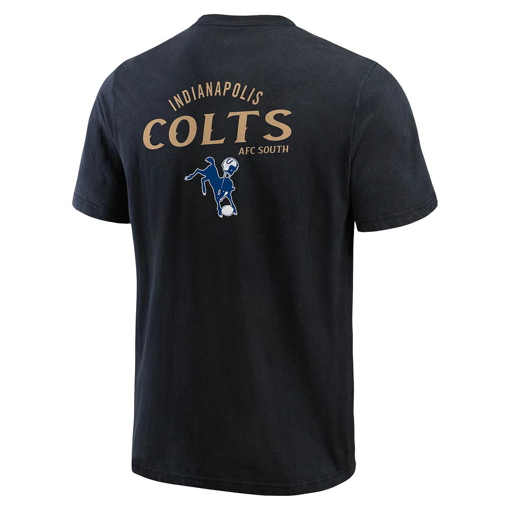 T-shirt Henley délavé noir pour homme de la collection Darius Rucker Fanatics des Indianapolis Colts