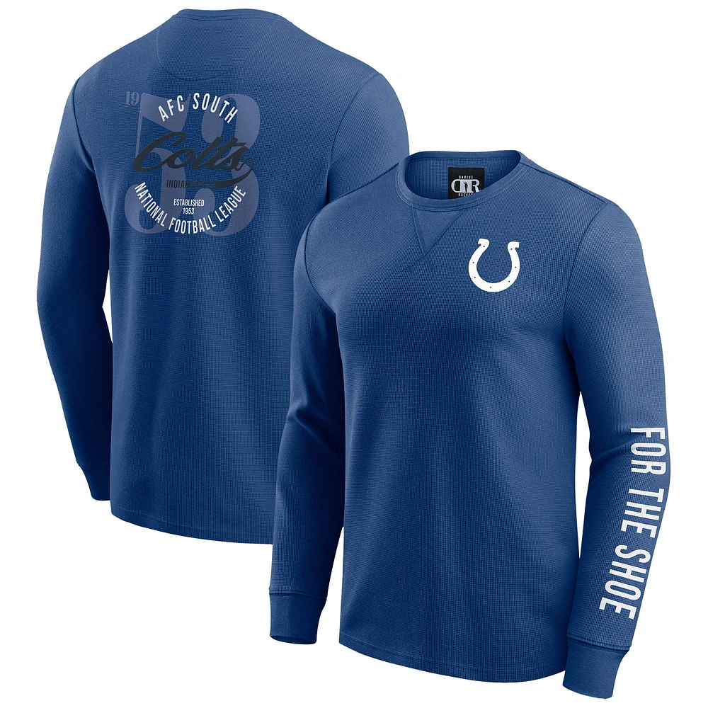 Men's Darius Rucker Collection by Fanatics Royal Indianapolis Colts Washed Waffle-Knit Long Sleeve T-Shirt