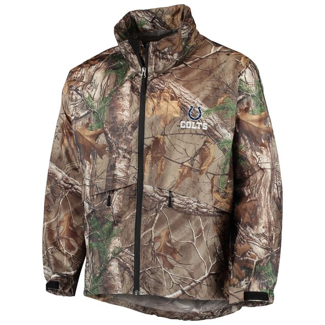 Dunbrooke Realtree Camo Indianapolis Colts Circle Sportsman Veste imperméable compressible entièrement zippée pour hommes