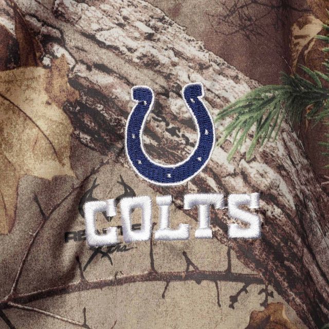 Dunbrooke Realtree Camo Indianapolis Colts Circle Sportsman Veste imperméable compressible entièrement zippée pour hommes