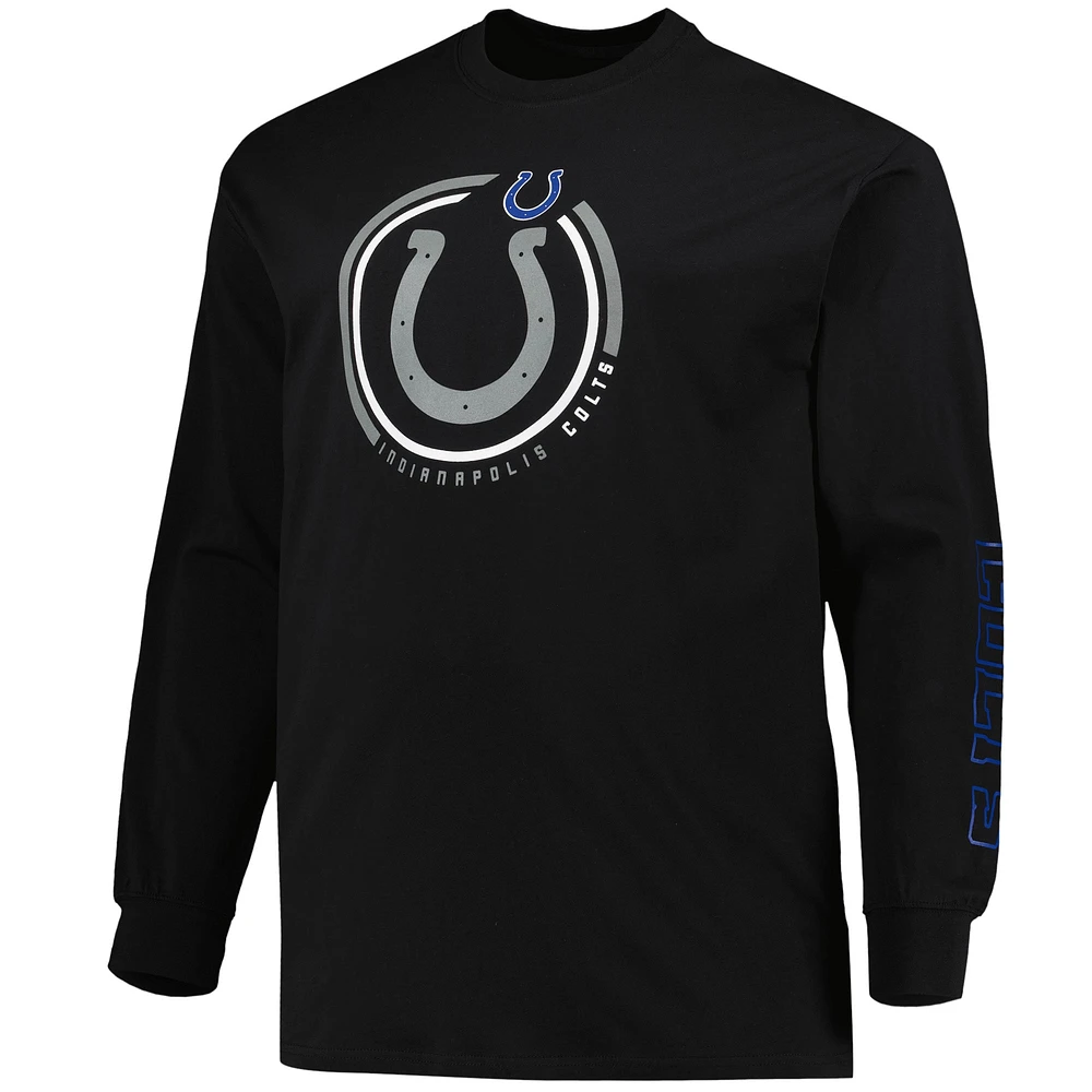 T-shirt noir à manches longues Fanatics Indianapolis Colts Big & Tall Color Pop pour hommes