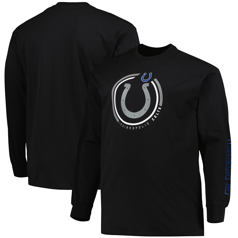 T-shirt noir à manches longues Fanatics Indianapolis Colts Big & Tall Color Pop pour hommes