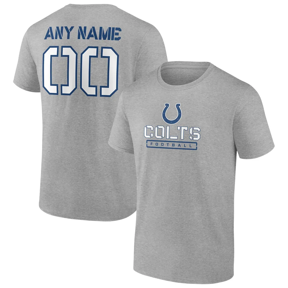 Women's Fanatics Branded Gray Indianapolis Colts Personalized Name Number  Evanston Stencil V-Neck T-Shirt