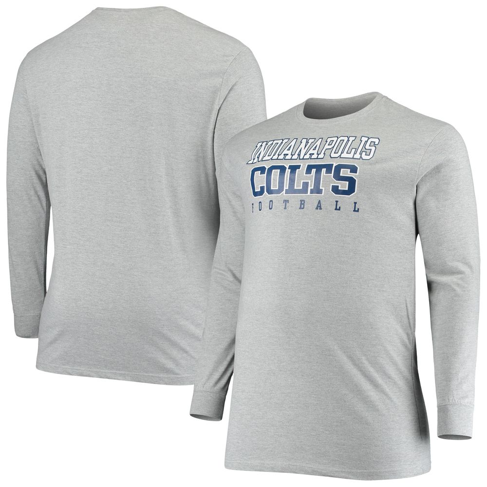 Men's Fanatics Branded Heathered Gray Indianapolis Colts Big & Tall Practice Long Sleeve T-Shirt