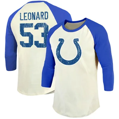 Shaquille Leonard Indianapolis Colts Fanatics Branded Vintage Player Name & Number Raglan 3/4-Sleeve T-Shirt - Cream/Royal