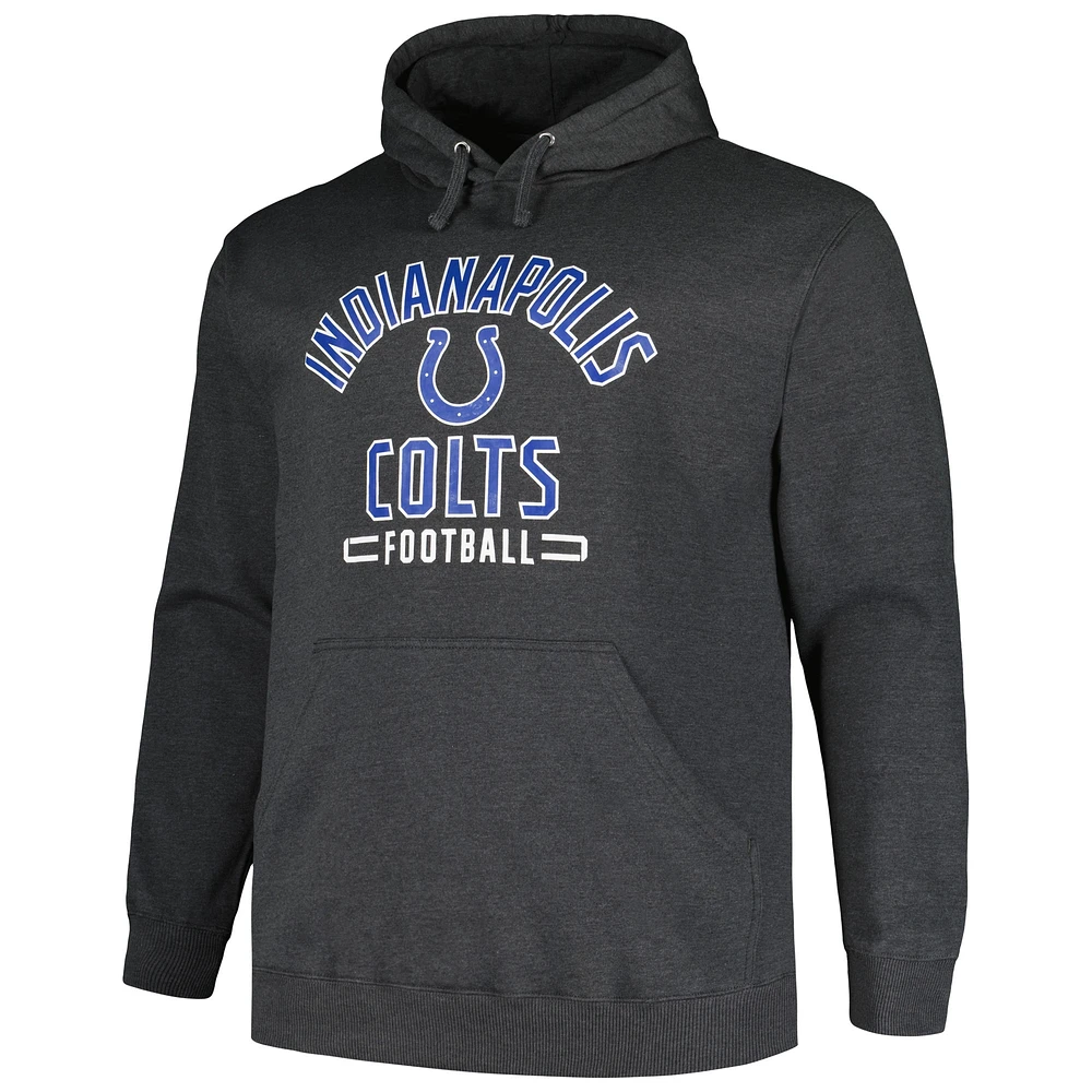 Men's Fanatics Heather Charcoal Indianapolis Colts Big & Tall Pullover Hoodie