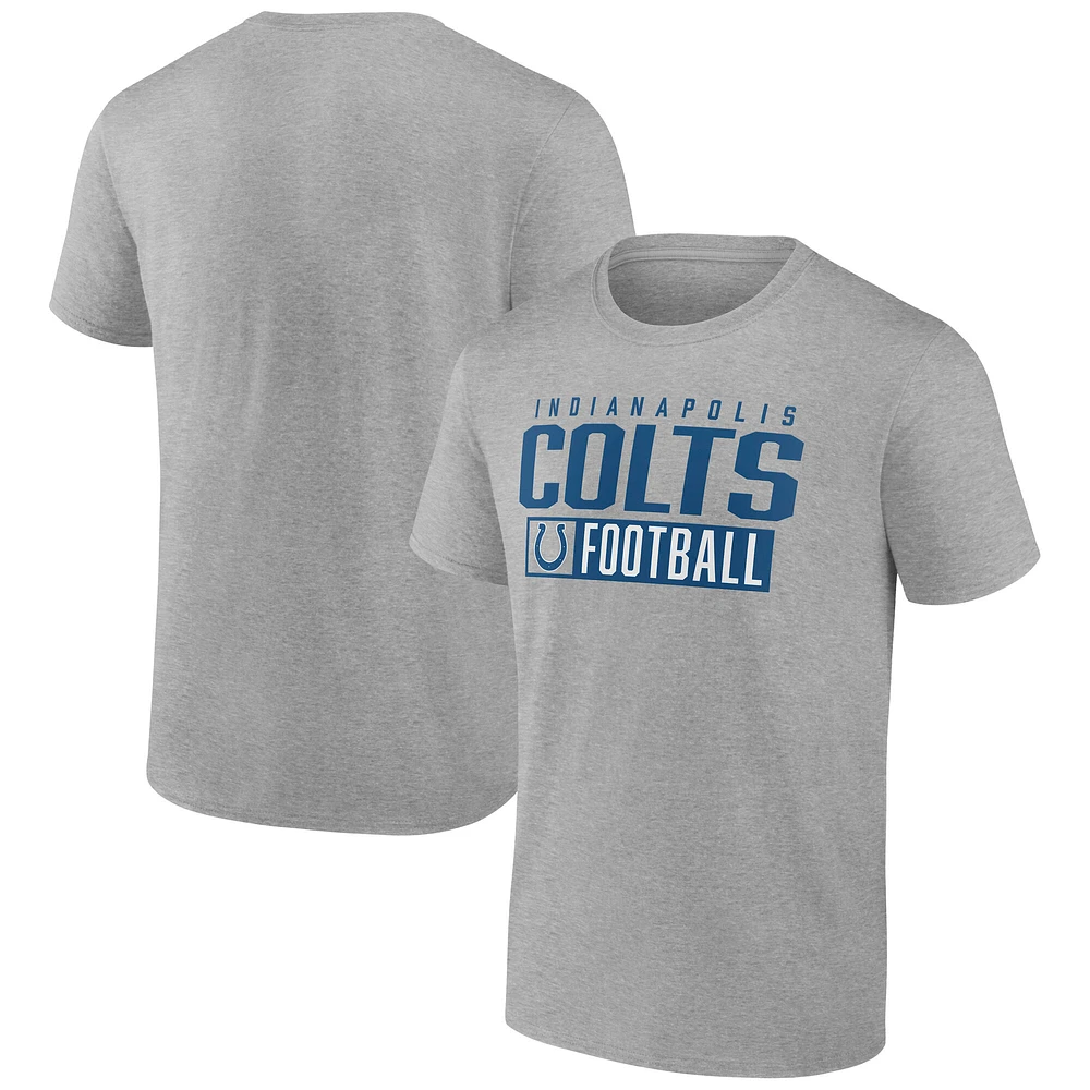 T-shirt Fanatics Heather Grey pour homme avec imprimé Box Pop des Indianapolis Colts