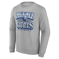 Men's Fanatics Heather Gray Indianapolis Colts Chance Throwback Fleece Pullover Sweatshirt