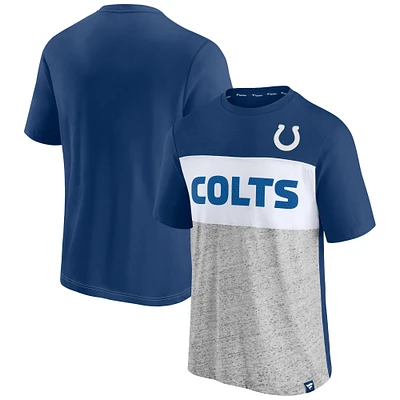 Men's Fanatics Royal/Heathered Gray Indianapolis Colts Colorblock T-Shirt