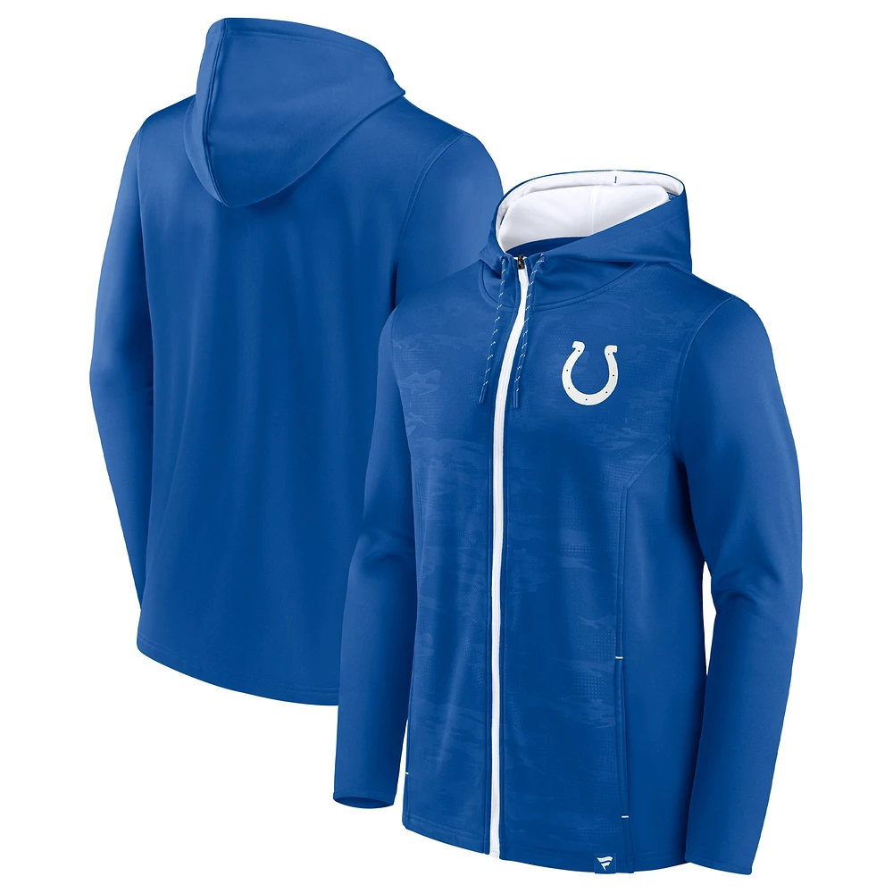 Sweat à capuche entièrement zippé Fanatics Royal/White Indianapolis Colts Ball Carrier pour hommes