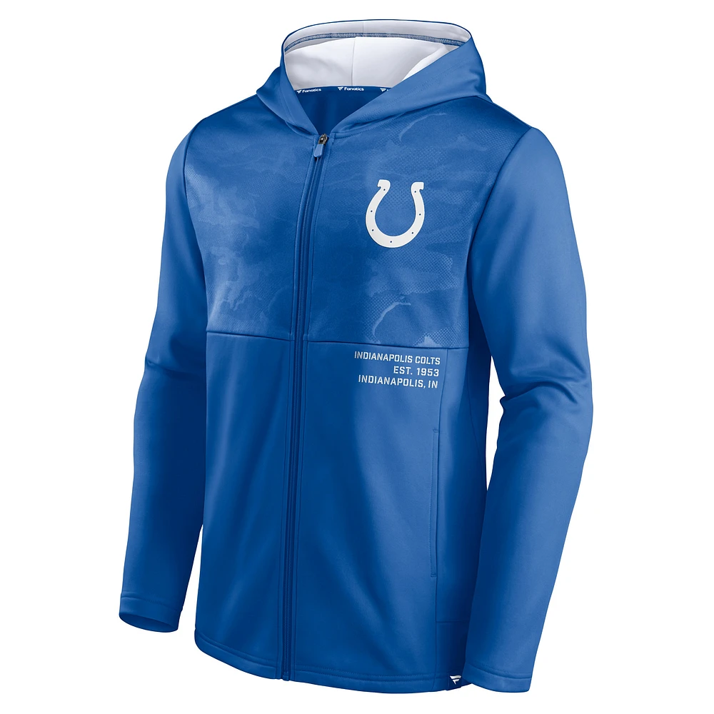 Men's Fanatics Royal Indianapolis Colts Defender Full-Zip Hoodie Jacket