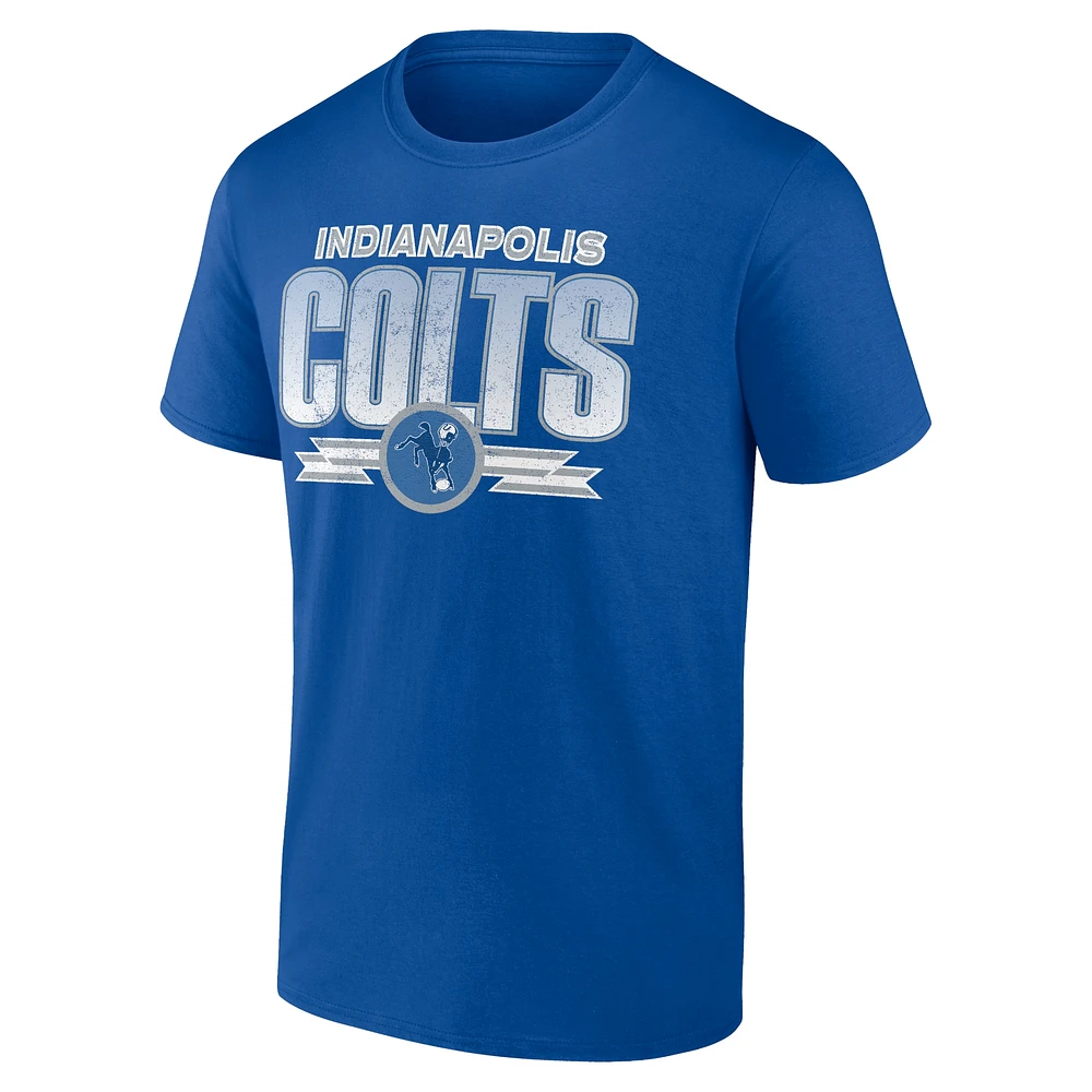 T-shirt fanatique pour homme Royal Indianapolis Colts avec dégradé