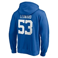 Fanatics pour hommes Shaquille Leonard Royal Indianapolis Colts Player Icon Nom et numéro Pull à capuche ajusté