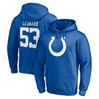 Fanatics pour hommes Shaquille Leonard Royal Indianapolis Colts Player Icon Nom et numéro Pull à capuche ajusté