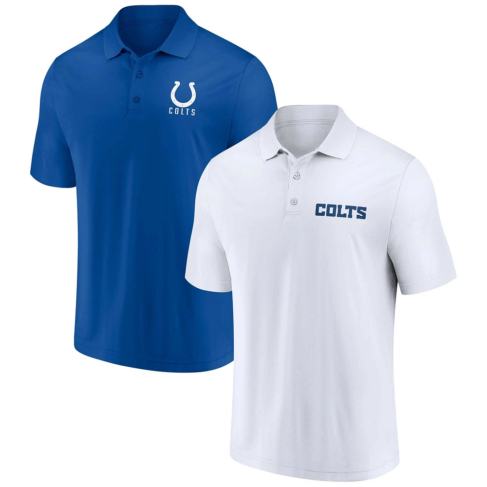 Ensemble de deux polos Lockup Fanatics pour hommes blanc/Royal Indianapolis Colts