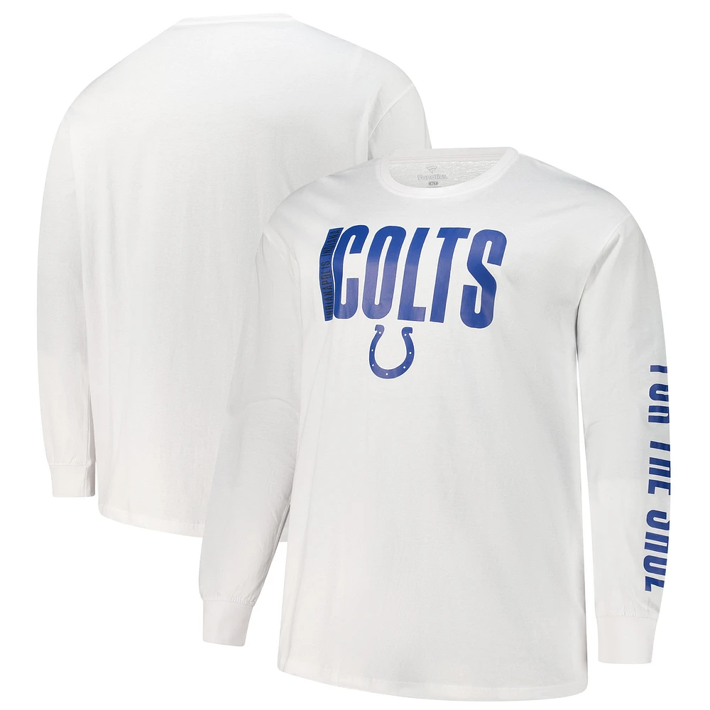 T-shirt à manches longues Fanatics pour hommes, blanc, Indianapolis Colts, Big & Tall Vision