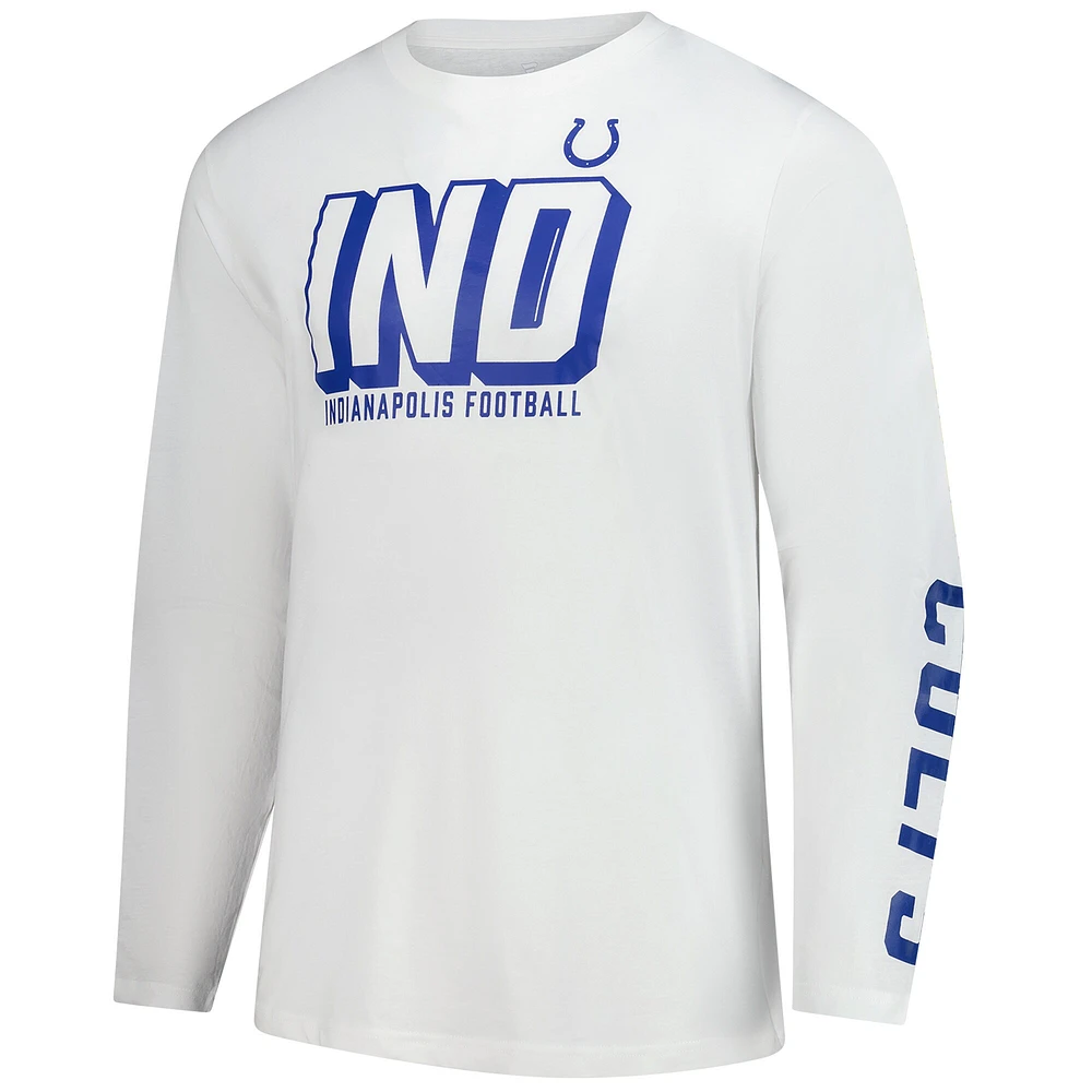 T-shirt à manches longues Fanatics pour hommes, blanc, Indianapolis Colts