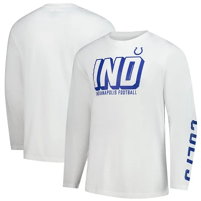 T-shirt à manches longues Fanatics pour hommes, blanc, Indianapolis Colts