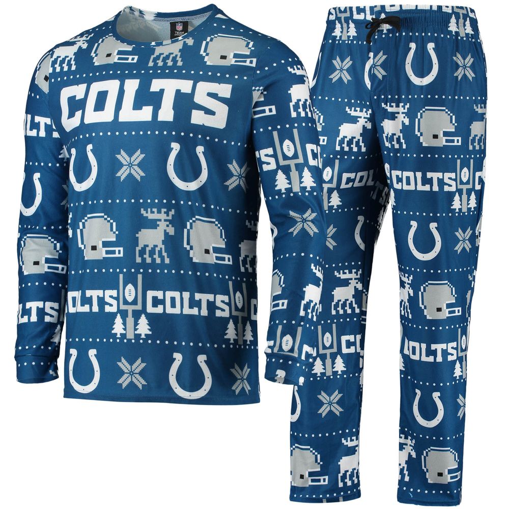 Men's FOCO Royal Indianapolis Colts Wordmark Ugly - Pajama Set