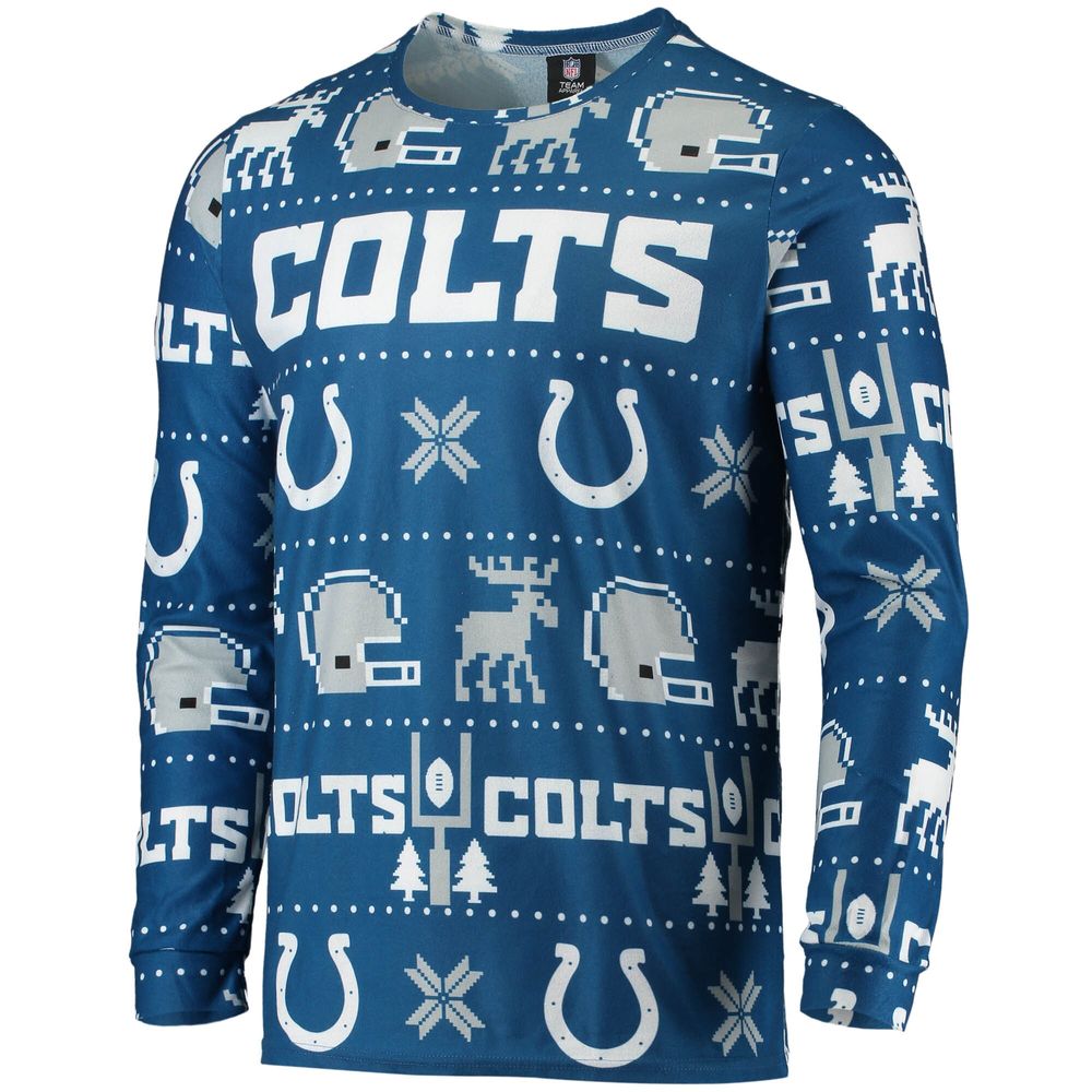 Men's FOCO Royal Indianapolis Colts Wordmark Ugly - Pajama Set