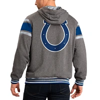 G-III Sports by Carl Banks pour homme Royal/Gris Indianapolis Colts Extreme Full Back Sweat à capuche réversible Full-Zip Jacket