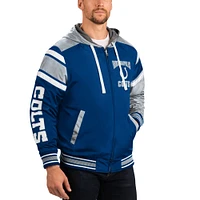 G-III Sports by Carl Banks pour homme Royal/Gris Indianapolis Colts Extreme Full Back Sweat à capuche réversible Full-Zip Jacket