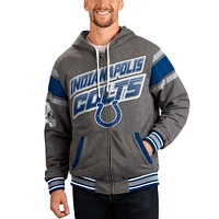 G-III Sports by Carl Banks pour homme Royal/Gris Indianapolis Colts Extreme Full Back Sweat à capuche réversible Full-Zip Jacket