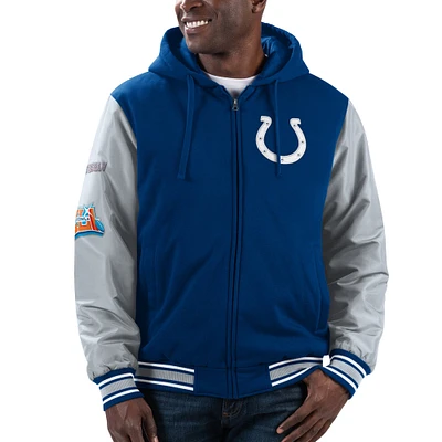 Sweat à capuche entièrement zippé G-III Sports by Carl Banks pour hommes, royal/gris, Indianapolis Colts Player Option