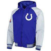 Men's G-III Sports by Carl Banks Royal Indianapolis Colts Defender Raglan Full-Zip Hoodie Varsity Jacket