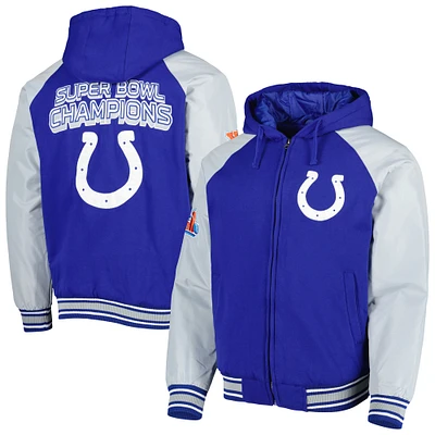 G-III Sports by Carl Banks Royal Indianapolis Colts Defender Raglan Full-Zip Hoodie Varsity Jacket