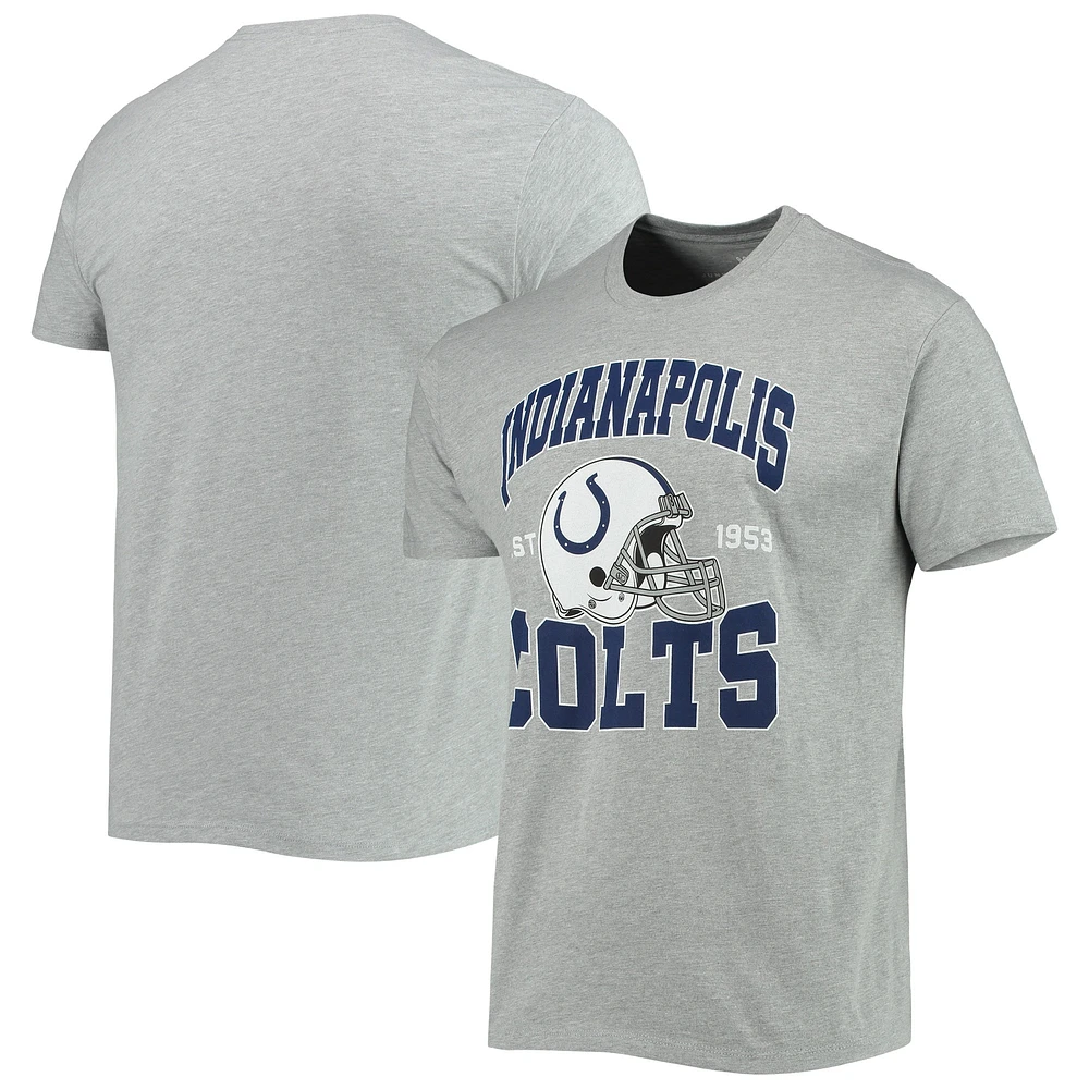 T-shirt avec casque Junk Food pour hommes, gris chiné, Indianapolis Colts