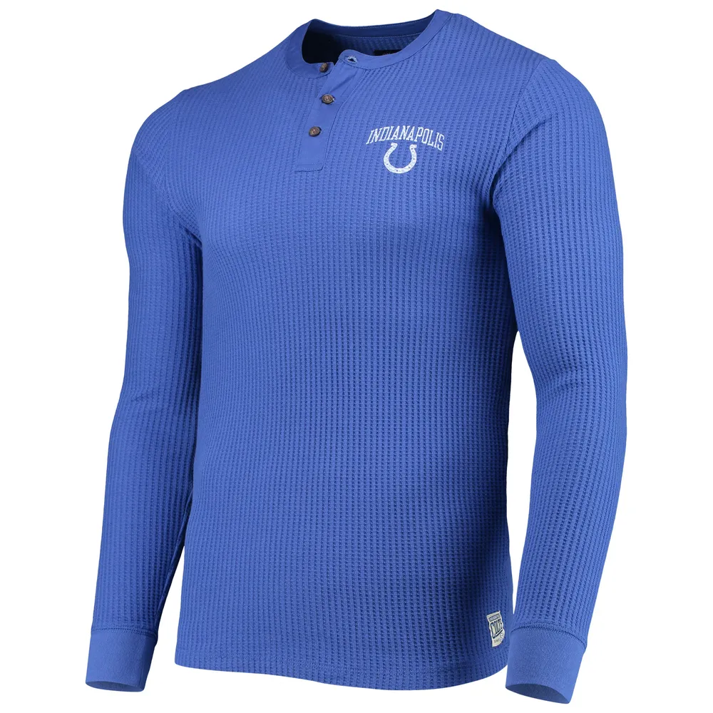 Men's Junk Food Royal Indianapolis Colts Thermal Henley Long Sleeve T-Shirt