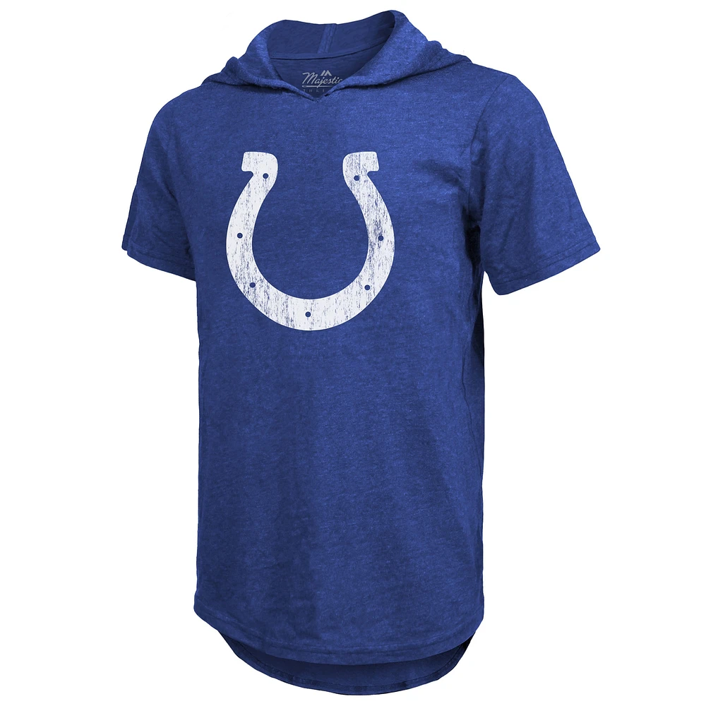 Men's Majestic Threads Anthony Richardson Royal Indianapolis Colts Player Name & Number Tri-Blend Slim Fit Hoodie T-Shirt