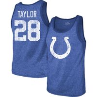 Men's Majestic Threads Jonathan Taylor Heathered Royal Indianapolis Colts Player Name & Number Tri-Blend Tank Top