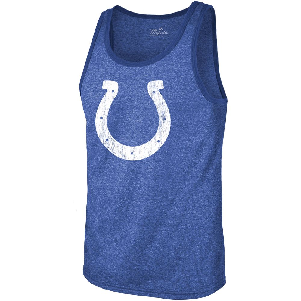 Men's Majestic Threads Jonathan Taylor Heathered Royal Indianapolis Colts Player Name & Number Tri-Blend Tank Top