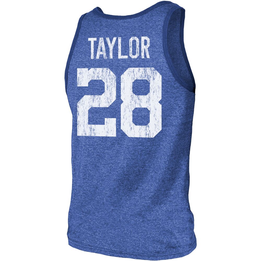 Men's Majestic Threads Jonathan Taylor Heathered Royal Indianapolis Colts Player Name & Number Tri-Blend Tank Top