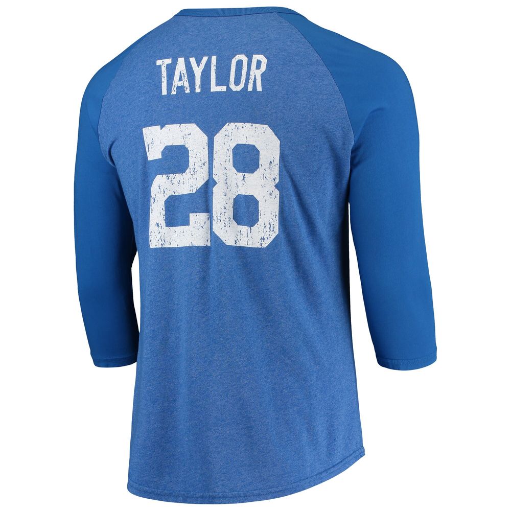 Majestic Threads Men's Majestic Threads Jonathan Taylor Royal Indianapolis  Colts Name & Number Team Colorway Tri-Blend 3/4 Raglan Sleeve Player T-Shirt