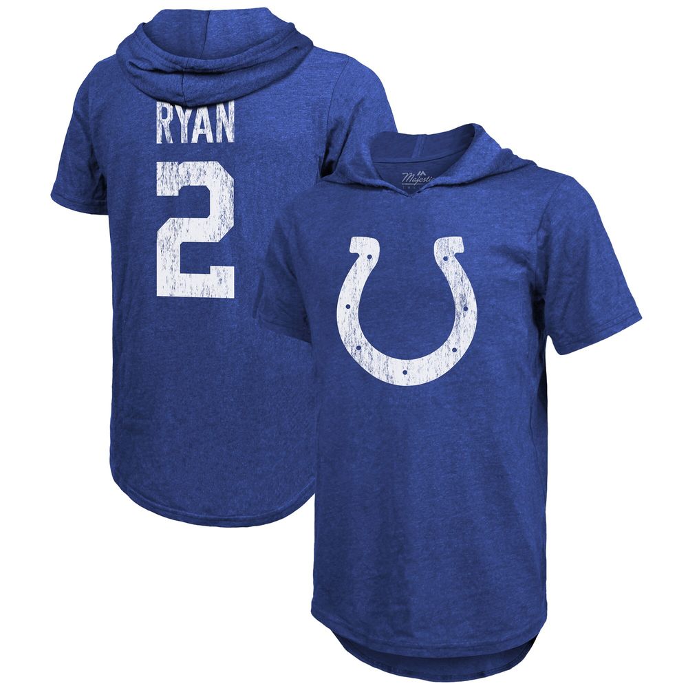 Majestic Threads Men's Majestic Threads Matt Ryan Royal Indianapolis Colts  Player Name & Number Short Sleeve Hoodie T-Shirt