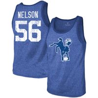 Men's Majestic Threads Quenton Nelson Heathered Royal Indianapolis Colts Name & Number Tri-Blend Tank Top