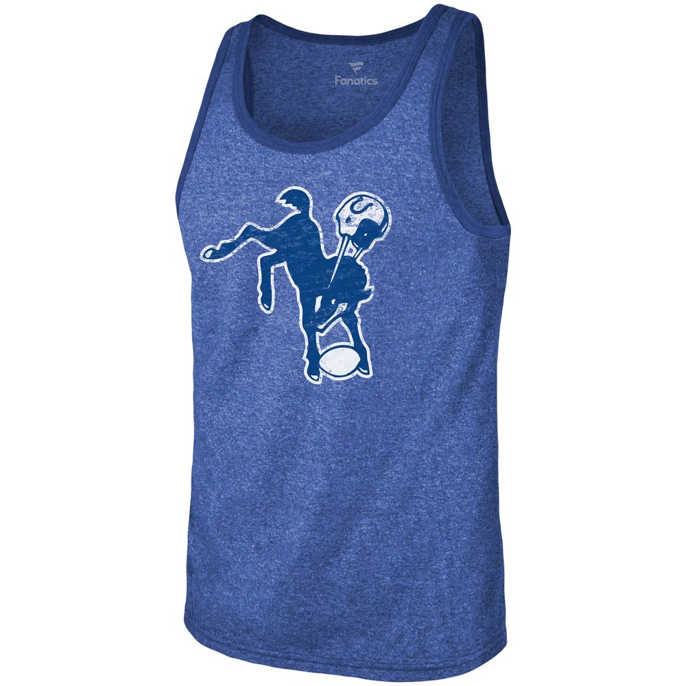 Men's Majestic Threads Quenton Nelson Heathered Royal Indianapolis Colts Name & Number Tri-Blend Tank Top