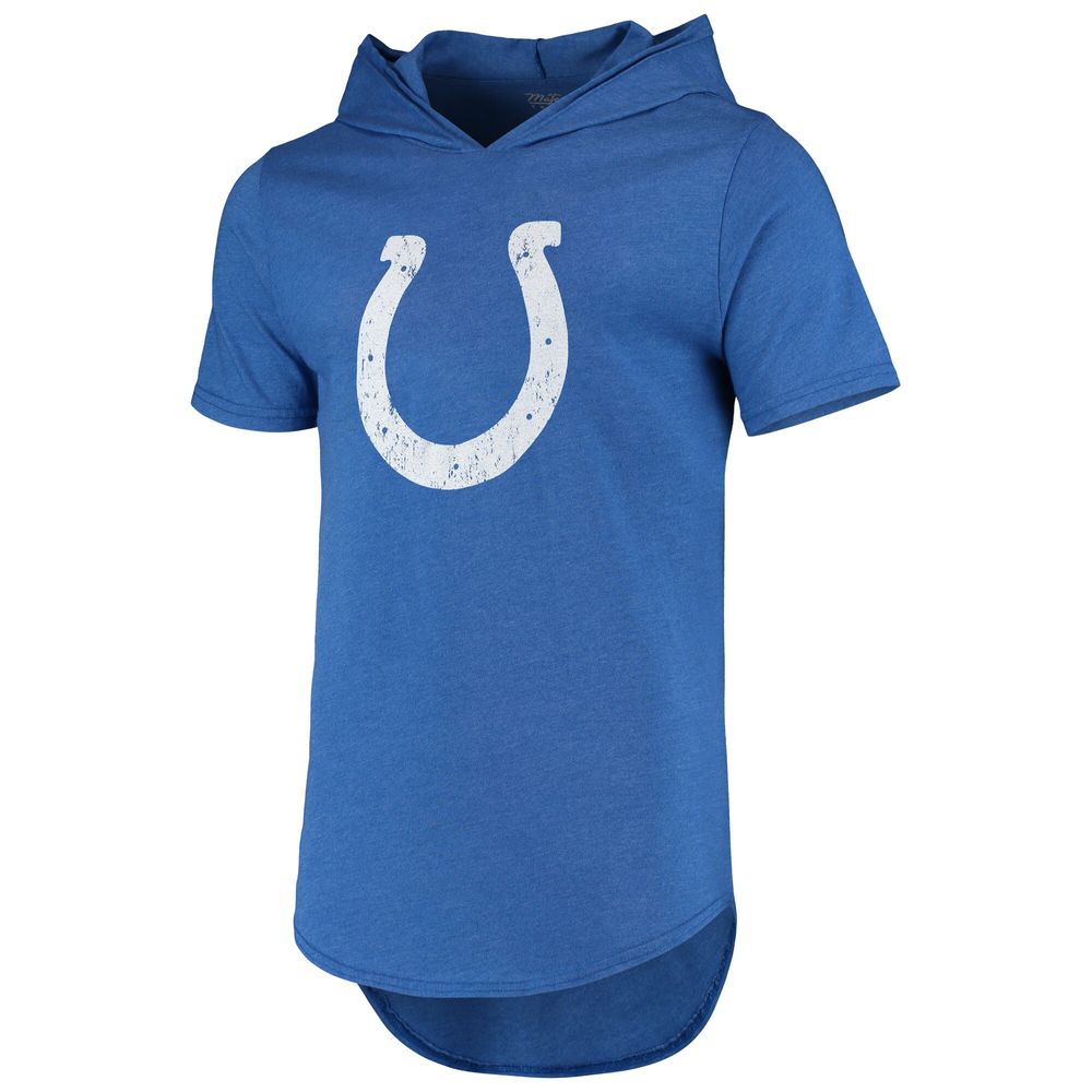 Men's Majestic Threads Royal Indianapolis Colts Primary Logo Tri-Blend Hoodie T-Shirt