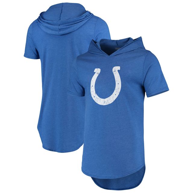 Majestic Threads T-shirt à capuche en trois mélanges avec logo principal Royal Indianapolis Colts pour homme