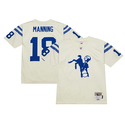 Maillot Mitchell & Ness Peyton Manning crème Indianapolis Colts Chainstitch Legacy pour hommes