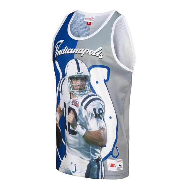 Joueur des Indianapolis Colts Mitchell & Ness Peyton Manning Royal/Gris pour homme - Débardeur