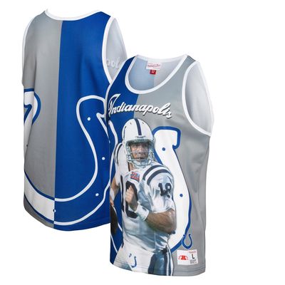 Men's Mitchell & Ness Peyton Manning Royal/Gray Indianapolis Colts Player - Tank Top