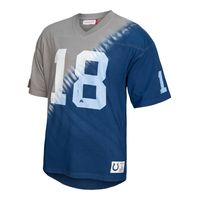 Men's Mitchell & Ness Peyton Manning Royal/Gray Indianapolis Colts Retired Player Name Number Diagonal Tie-Dye - V-Neck T-Shirt