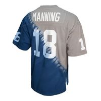 Men's Mitchell & Ness Peyton Manning Royal/Gray Indianapolis Colts Retired Player Name Number Diagonal Tie-Dye - V-Neck T-Shirt